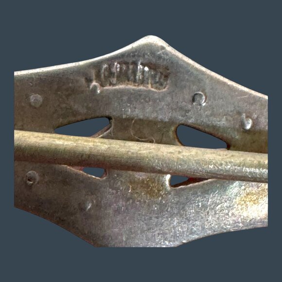 Antique Sterling Silver Art Deco Bar Brooch Pin Victorian Rhinestones Vintage - Picture 5 of 7